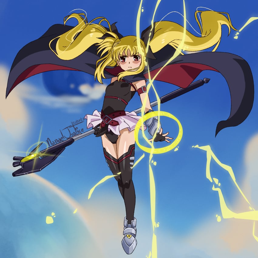 fate testarossa and bardiche (lyrical nanoha and 2 more) drawn by nanaeljustice