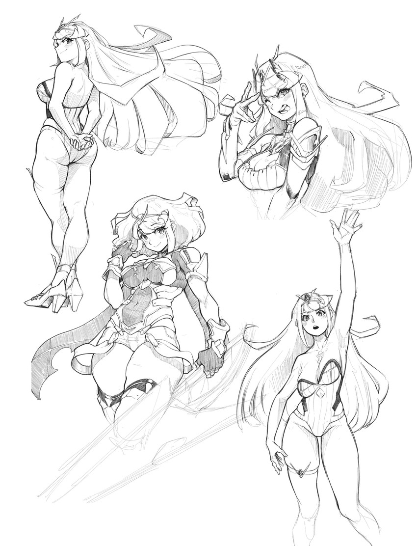 pyra and mythra (xenoblade chronicles and 1 more) drawn by aeyga