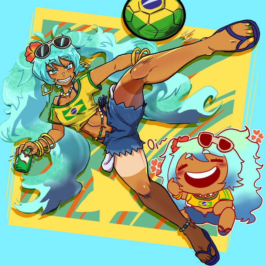hatsune miku and brazilian miku (vocaloid) drawn by jakuzure-gawa_ryuumaru