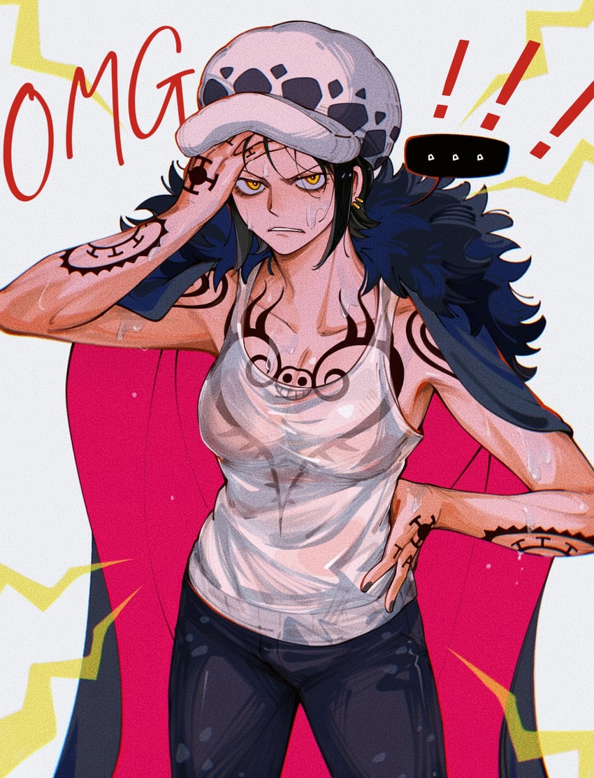 trafalgar law and law-chan (one piece) drawn by jo_jun