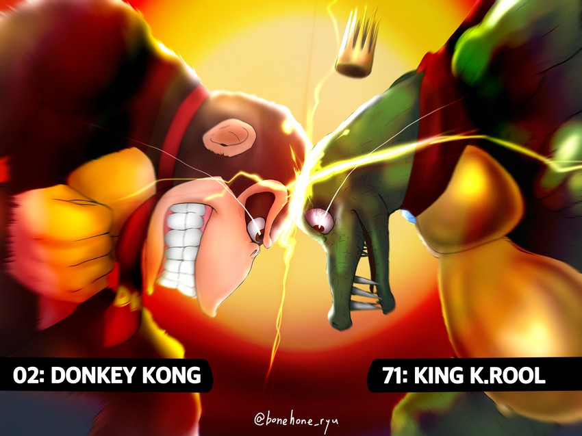 donkey kong, king k. rool, and kremling (super smash bros. and 2 more) drawn by hone_ryu