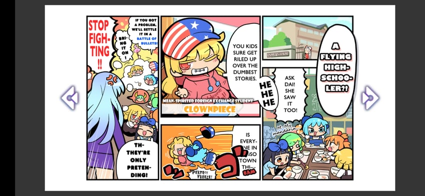 cirno, fujiwara no mokou, kamishirasawa keine, daiyousei, clownpiece, and 3 more (touhou and 1 more) drawn by moyazou_(kitaguni_moyashi_seizoujo)