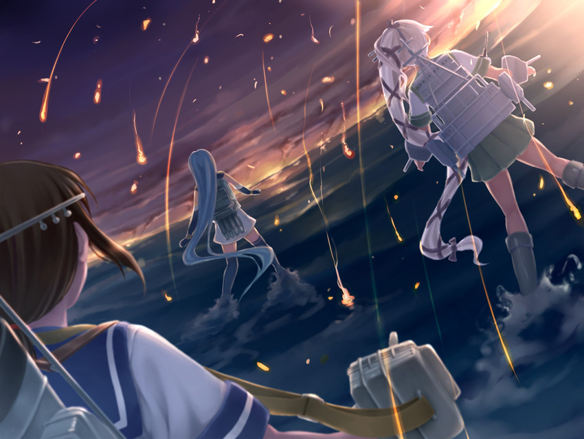 fubuki, samidare, and yura (kantai collection) drawn by suda_(yuunagi_enikki)