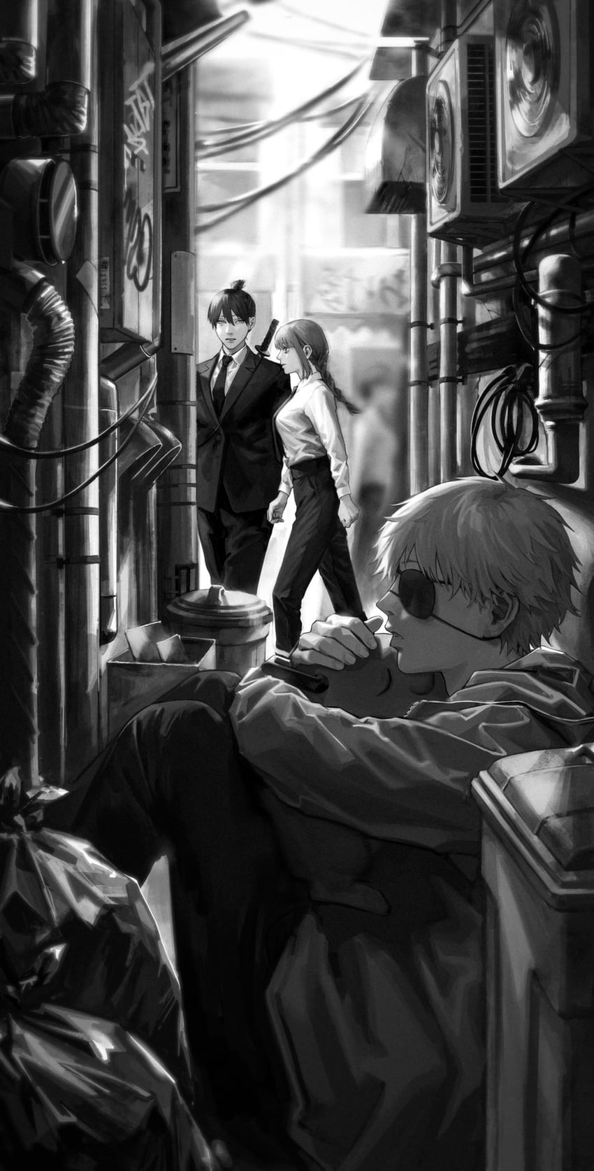 makima, denji, hayakawa aki, and pochita (chainsaw man) drawn by seki_(fyfyfy)