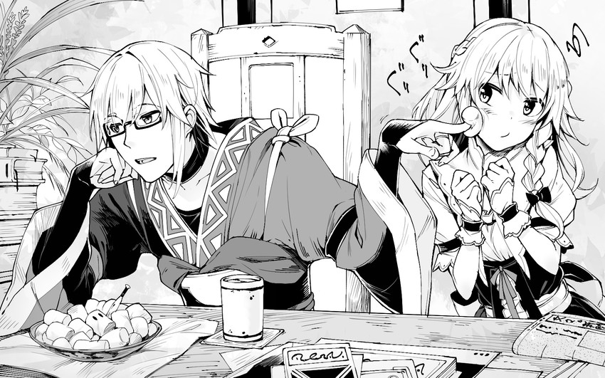 kirisame marisa, morichika rinnosuke, and sandbag (touhou and 1 more) drawn by eho_(icbm)