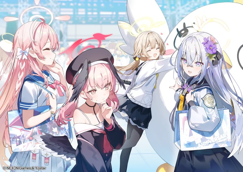 koharu, kazusa, hanako, hifumi, kikyou, and 2 more (blue archive) drawn by ashima_(roro046)