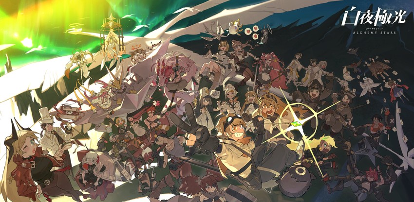 vice, hiiro, navigator, sinsa, uriel, and 28 more (alchemy stars) drawn by brechpai