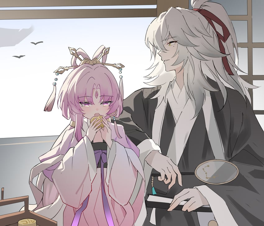 fu xuan and jing yuan (honkai and 1 more) drawn by evzeva