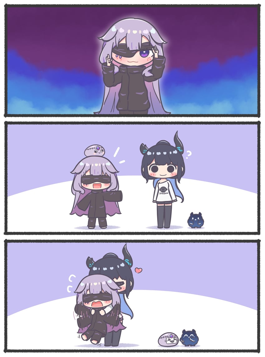 nerissa ravencroft, gojou satoru, koseki bijou, pebble, and jailbird (hololive and 2 more) drawn by mpien