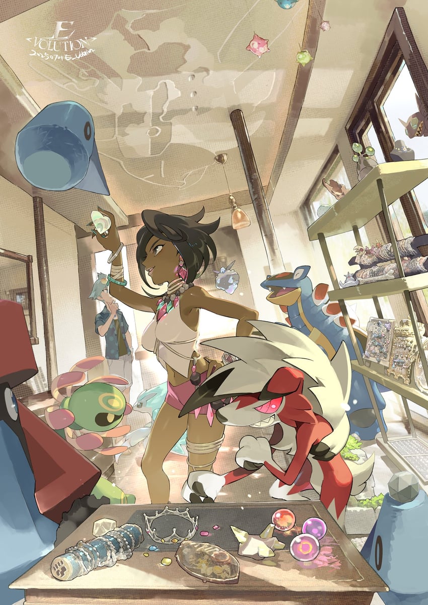 steven stone, primarina, lycanroc, sableye, corsola, and 12 more (pokemon and 2 more) drawn by e_volution