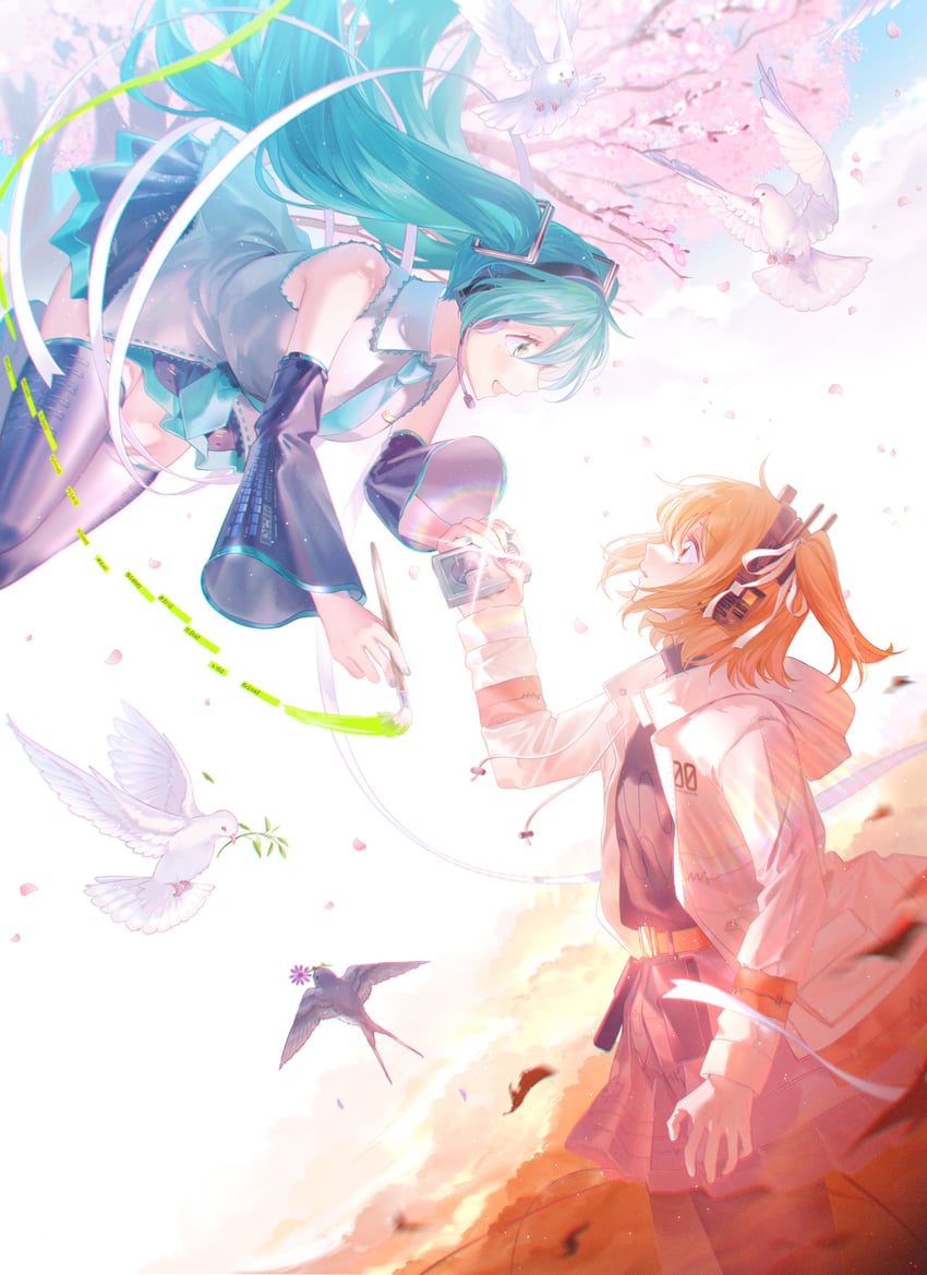 hatsune miku and adachi rei (vocaloid and 4 more) drawn by hamuna_(hamuna_86)