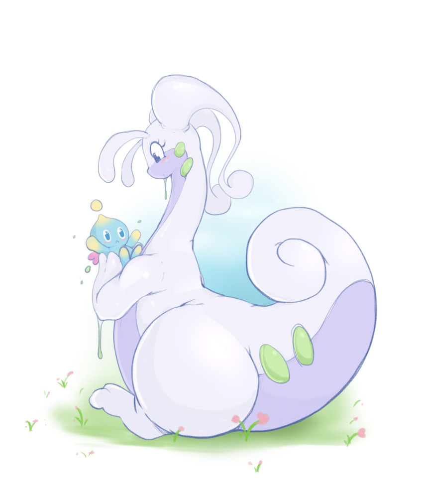 goodra and neutral chao (pokemon and 1 more) drawn by slugbox