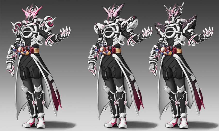 kamen rider build, kamen rider evol, and evolto (kamen rider and 1 more) drawn by skaphel