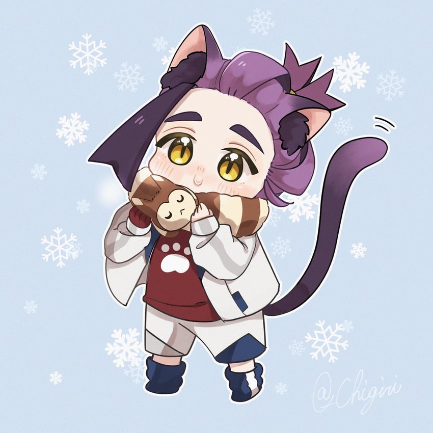 kieran and furret (pokemon and 1 more) drawn by chigiri_(_chigiri_)