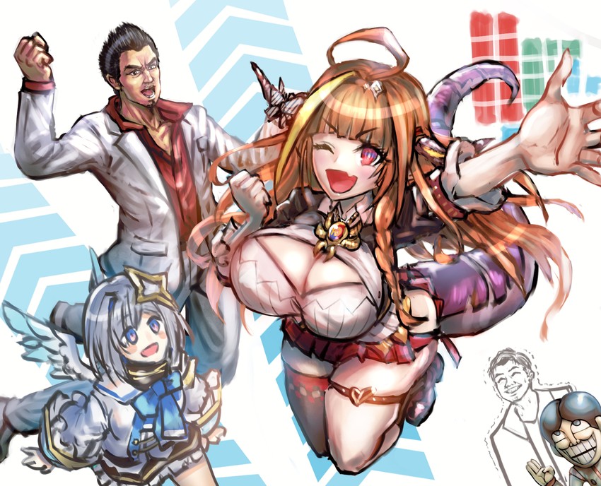 amane kanata, kiryu coco, kiryu kazuma, and yagoo (hololive and 1 more) drawn by minster_(dooke)