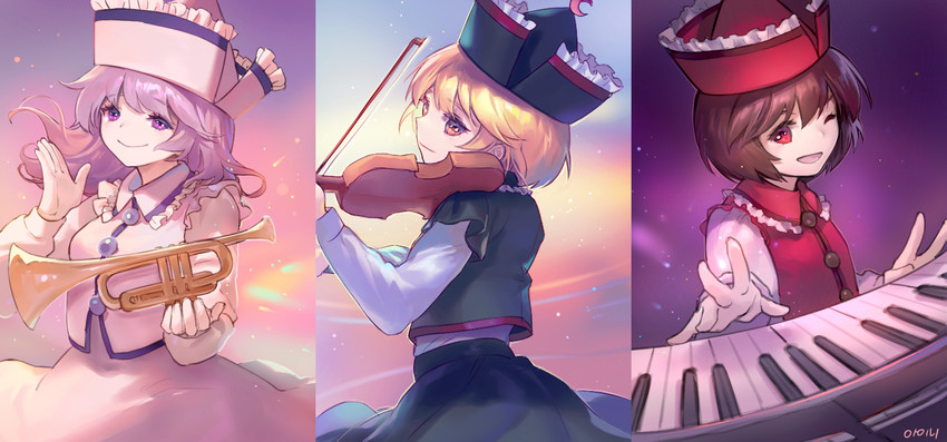 lunasa prismriver, merlin prismriver, and lyrica prismriver (touhou) drawn by ainy