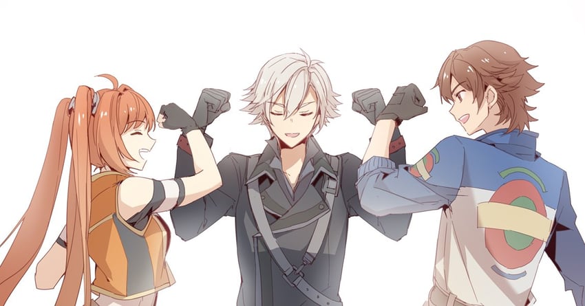 rean schwarzer, estelle bright, and lloyd bannings (eiyuu densetsu and 2 more) drawn by feng_you