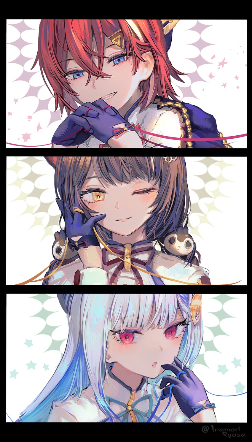 lize helesta, ange katrina, and inui toko (nijisanji) drawn by inaeda_kei