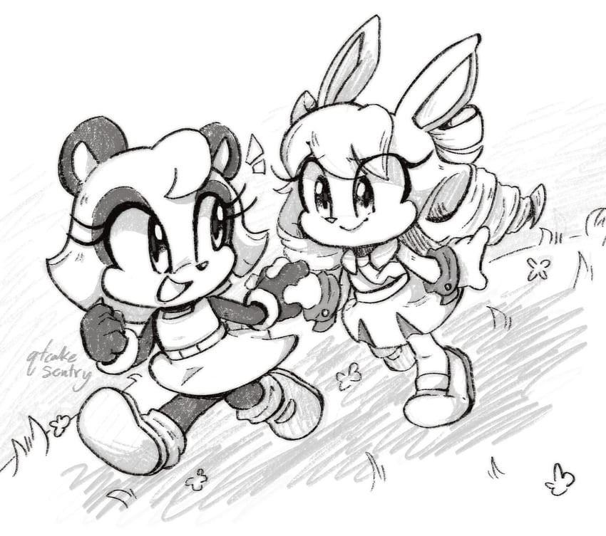 anya the rabbit and kimmy the panda (original and 1 more) drawn by qtcakesentry