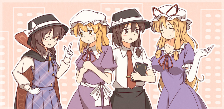 yakumo yukari, usami renko, maribel hearn, and usami sumireko (touhou) drawn by unagi_sango