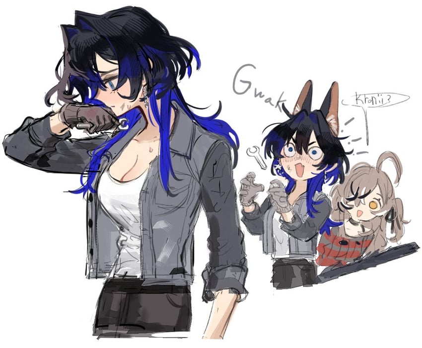 ouro kronii and nanashi mumei (hololive and 1 more) drawn by eus_ing