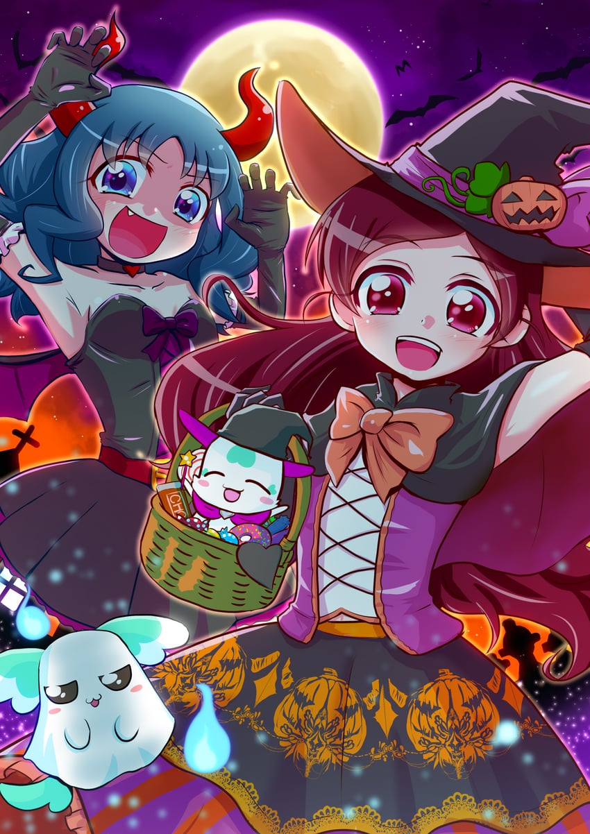 kurumi erika, hanasaki tsubomi, coffret, and chypre (precure and 1 more) drawn by buta_obutu