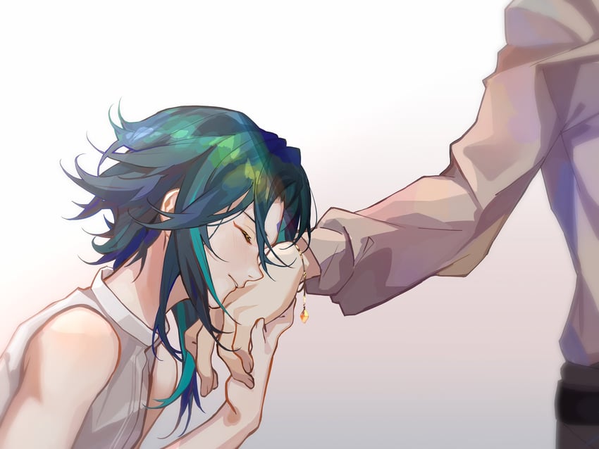 zhongli and xiao (genshin impact) drawn by oriori_0201