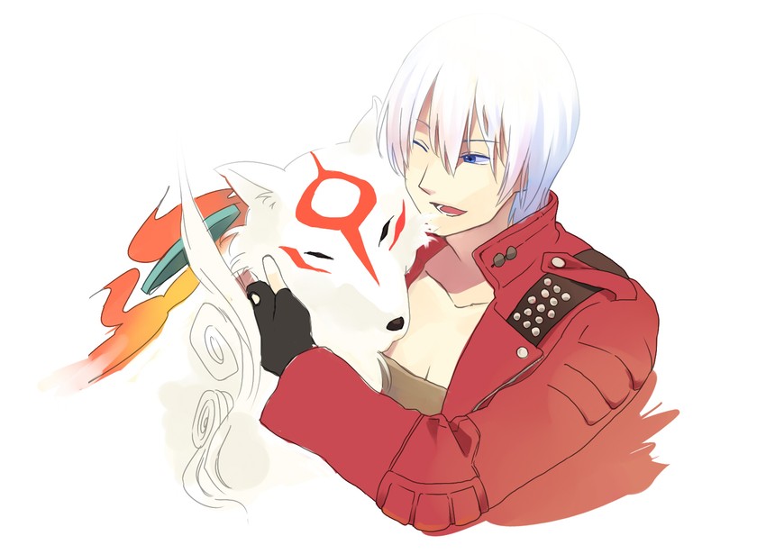 dante and amaterasu (devil may cry and 5 more) drawn by shiohi