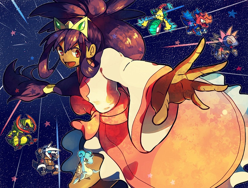 iris, lapras, hydreigon, haxorus, aggron, and 2 more (pokemon and 2 more) drawn by skyloop19