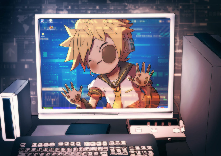 kagamine len (vocaloid and 2 more) drawn by itaru