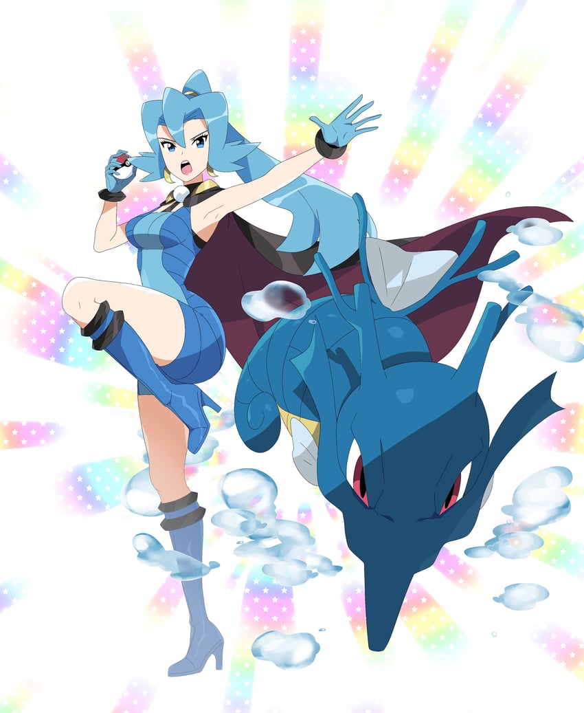 clair and kingdra (pokemon and 1 more) drawn by r3dfive