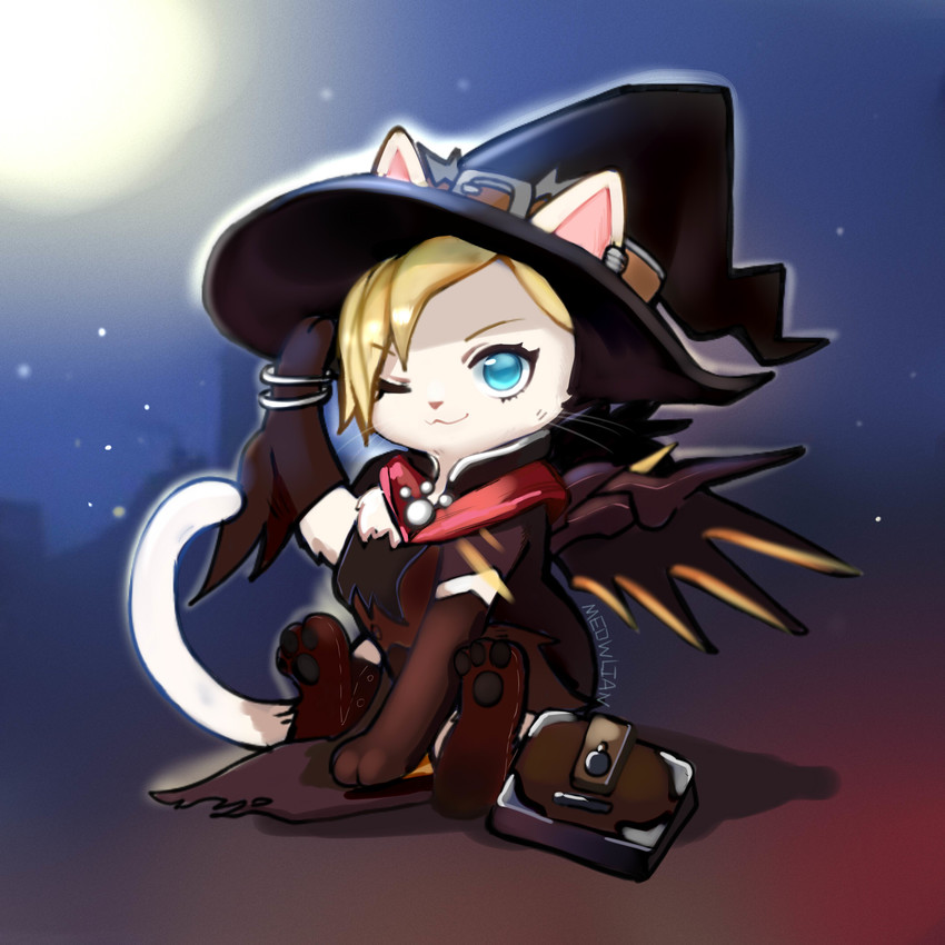 mercy and witch mercy (overwatch and 1 more) drawn by meowlian