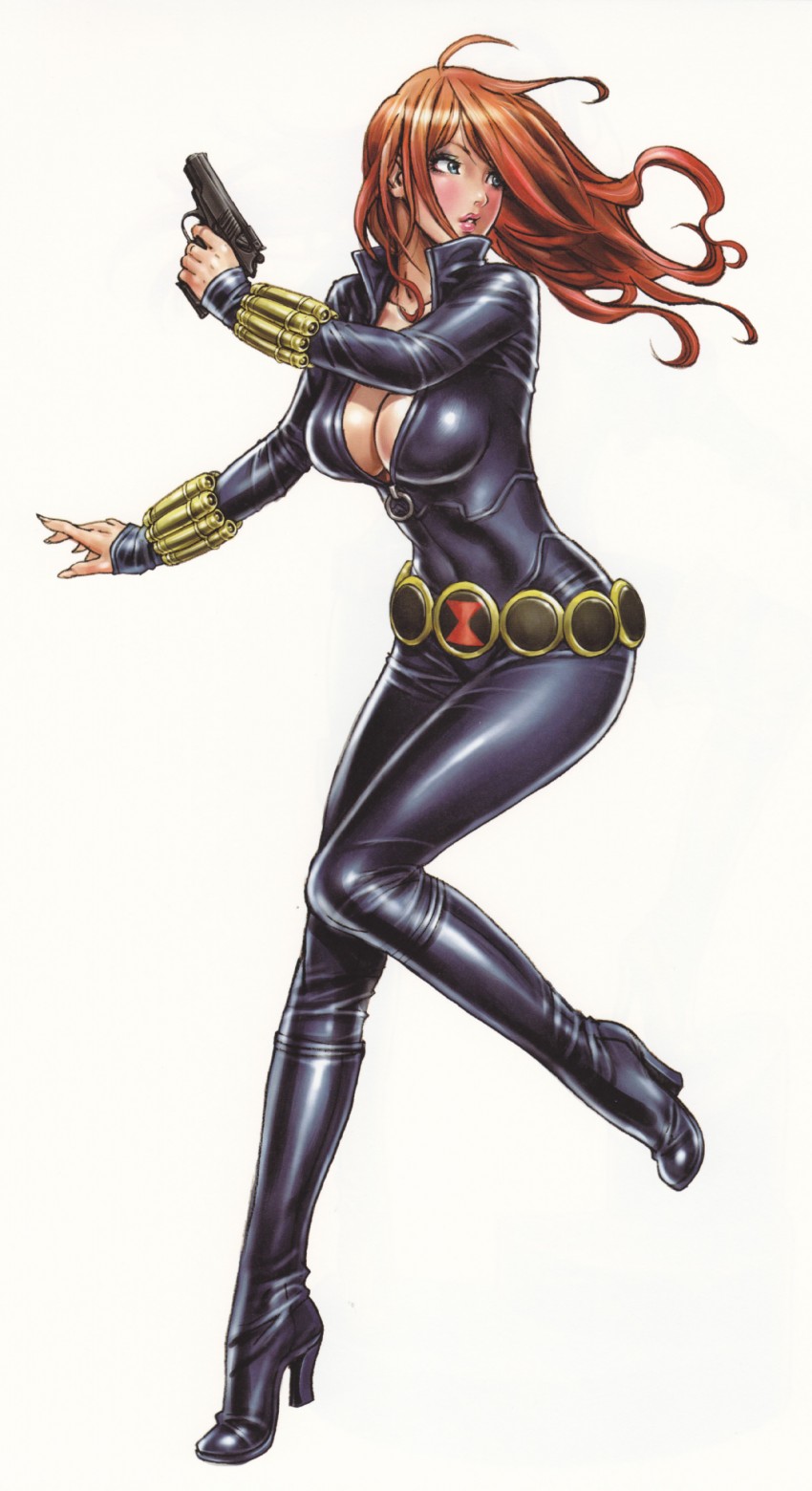 black widow and natasha romanoff (marvel and 1 more) drawn by yamashita_shun'ya