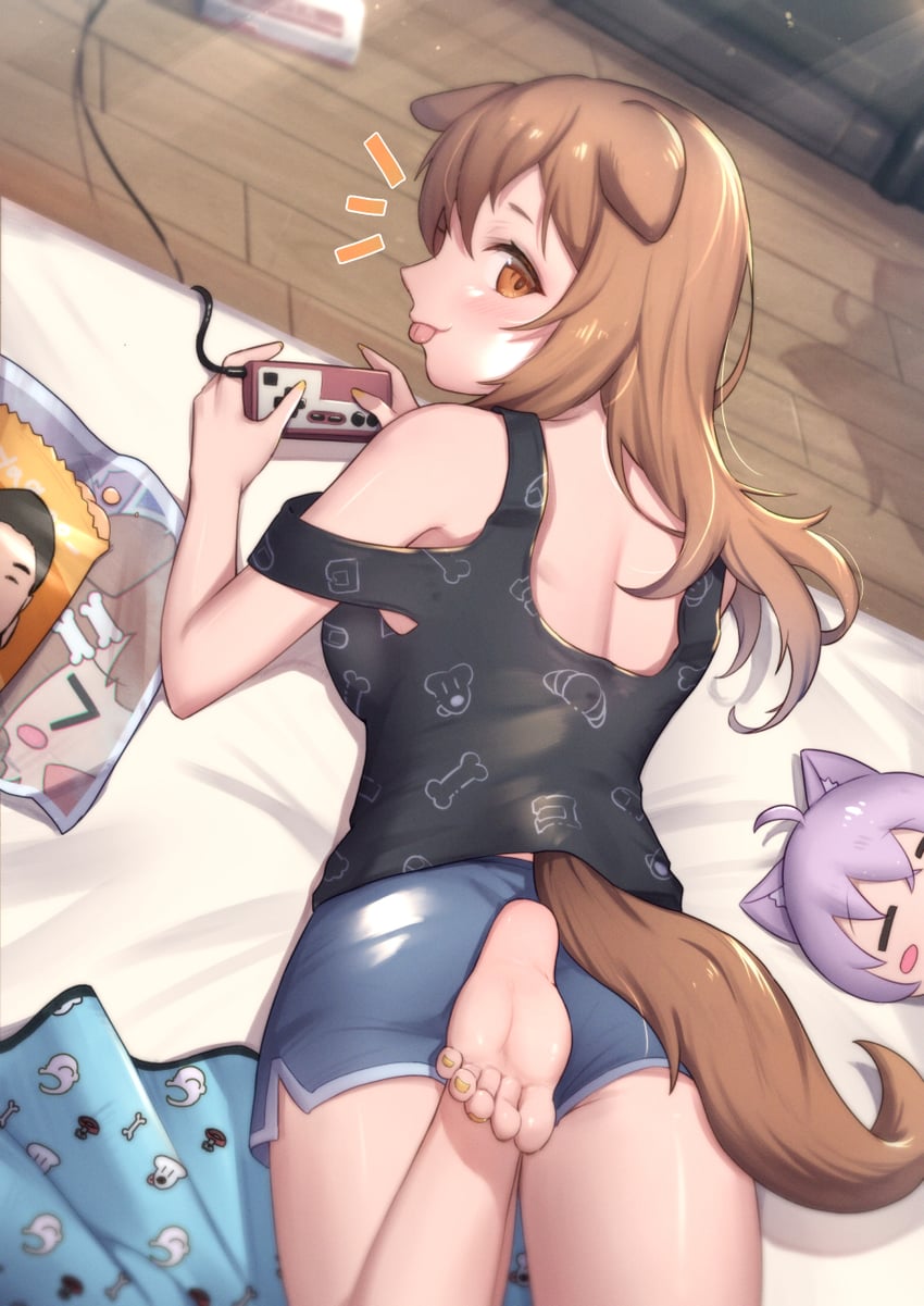 nekomata okayu, inugami korone, listener, and yagoo (hololive) drawn by uneg
