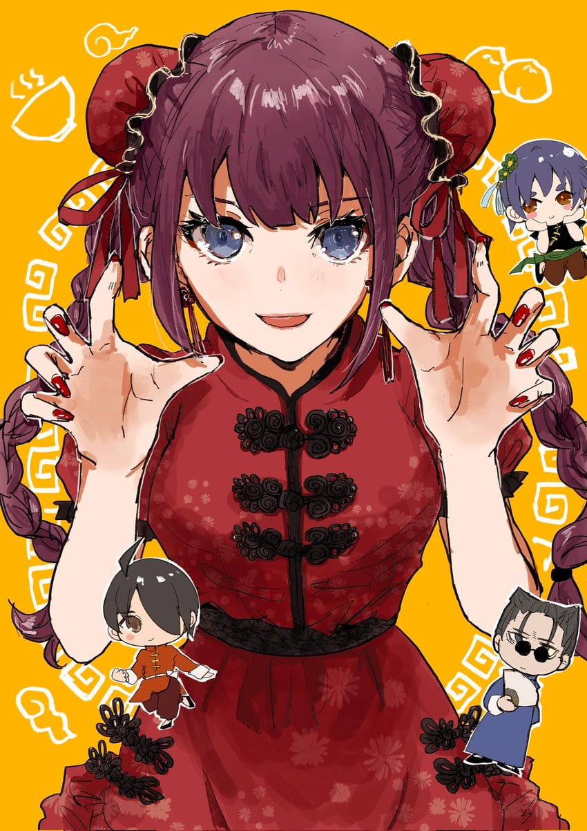 senjougahara hitagi, araragi koyomi, kanbaru suruga, and kaiki deishuu (monogatari) drawn by valhalla0707