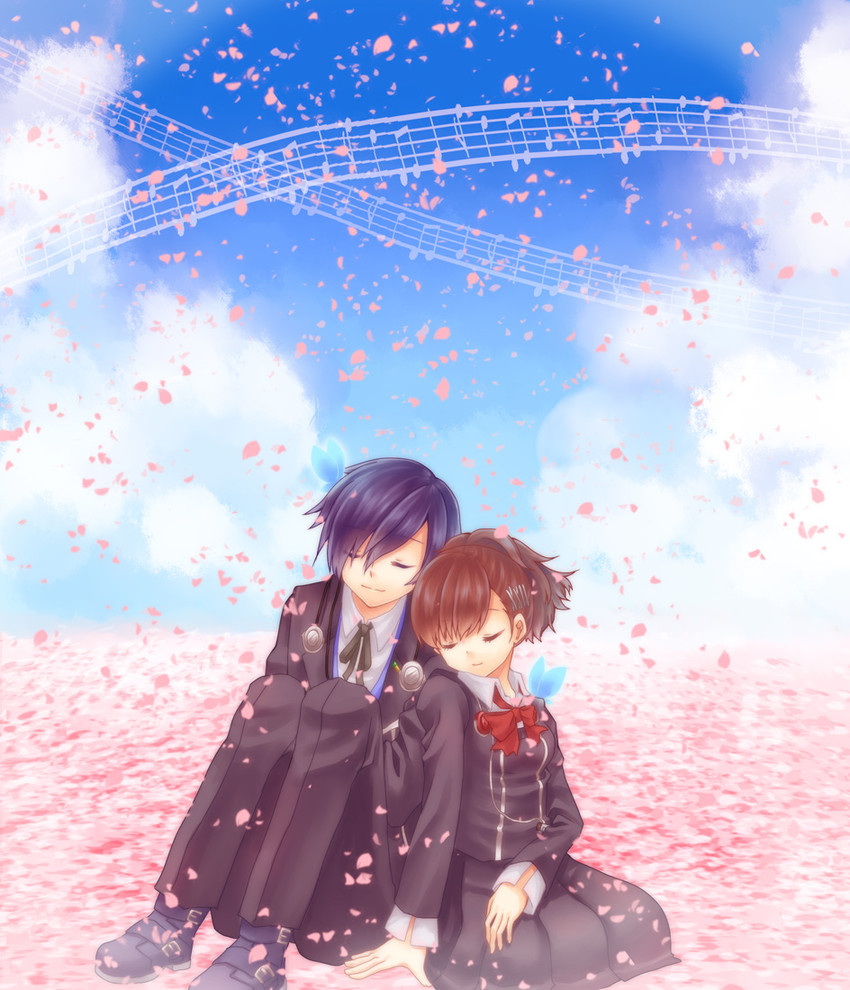 yuuki makoto and shiomi kotone (persona and 2 more) drawn by tomi_(tomi_zoo113)