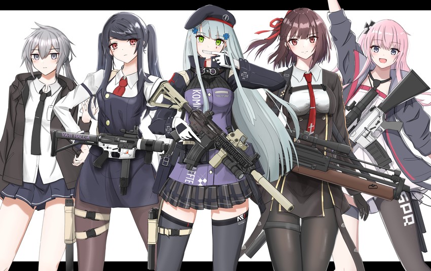 hk416, wa2000, st ar-15, m200, and jill stingray (girls' frontline and 1 more) drawn by rynn_(rynn_cube)
