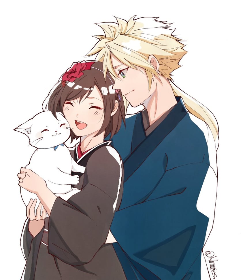 tifa lockhart, cloud strife, and maru (final fantasy and 2 more) drawn by mmariesr
