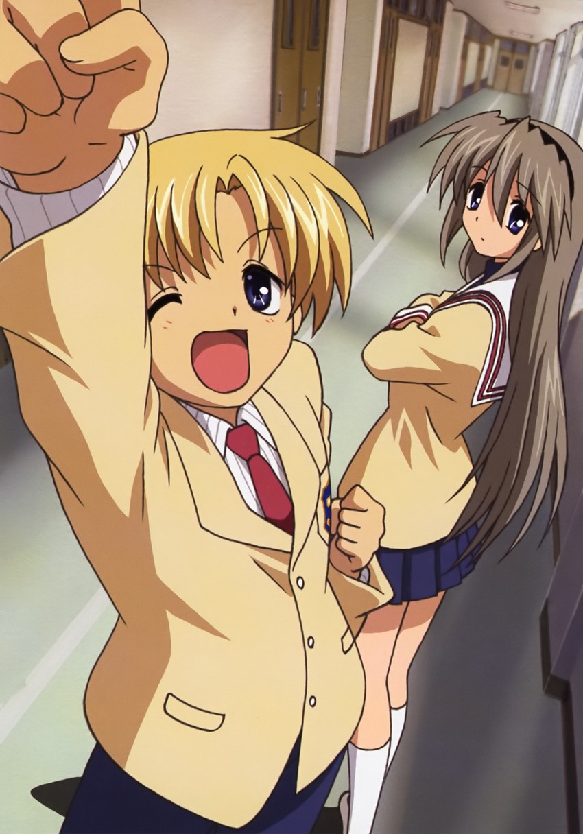 sakagami tomoyo and sunohara youhei (clannad) drawn by yoneda_mitsuyoshi