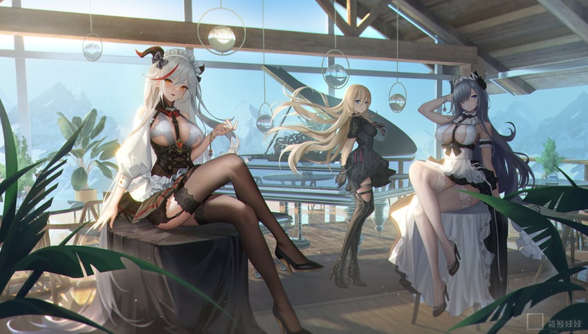 aegir, bismarck, and august von parseval (azur lane) drawn by koala-mitsuri