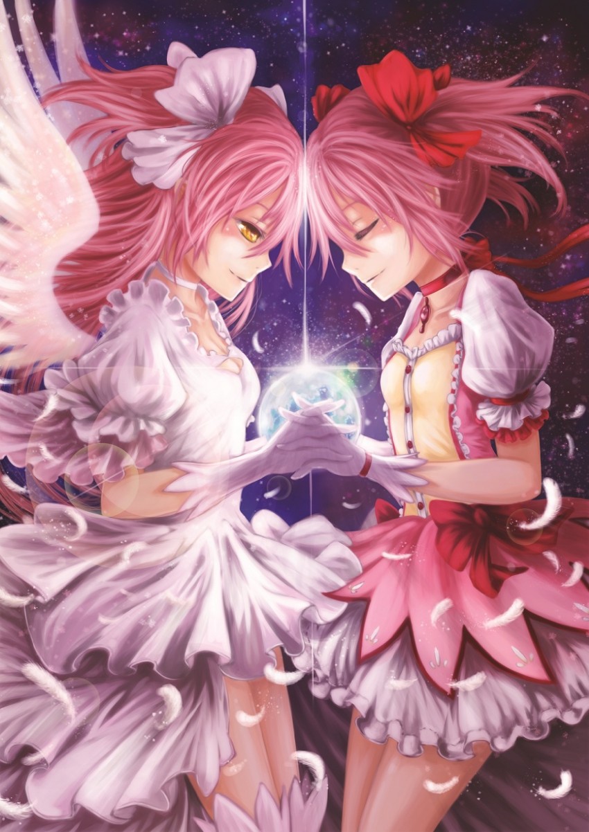 kaname madoka and ultimate madoka (mahou shoujo madoka magica) drawn by ks_(xephyrks)