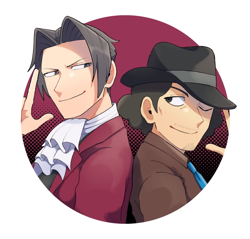 miles edgeworth and eddie fender (ace attorney and 2 more) drawn by kuriaasahiga