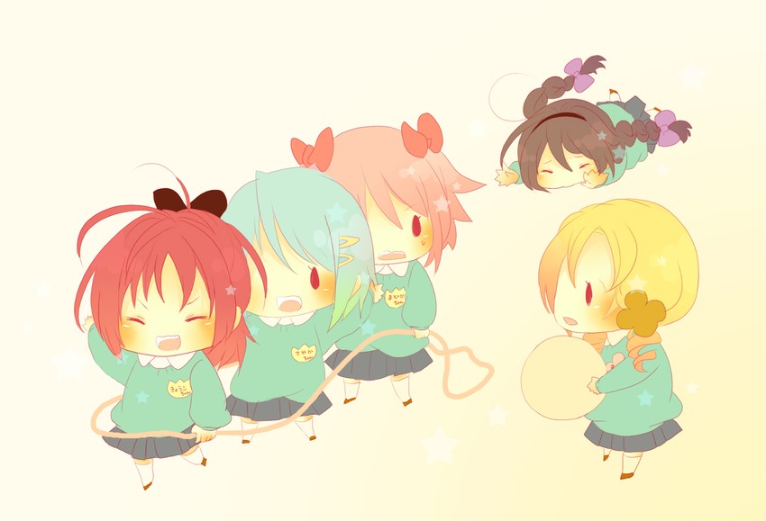 akemi homura, kaname madoka, miki sayaka, sakura kyoko, and tomoe mami (mahou shoujo madoka magica) drawn by mmco