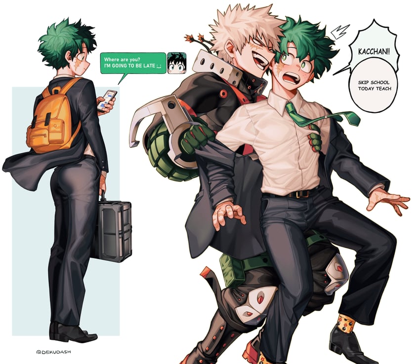 midoriya izuku and bakugou katsuki (boku no hero academia) drawn by dekudash