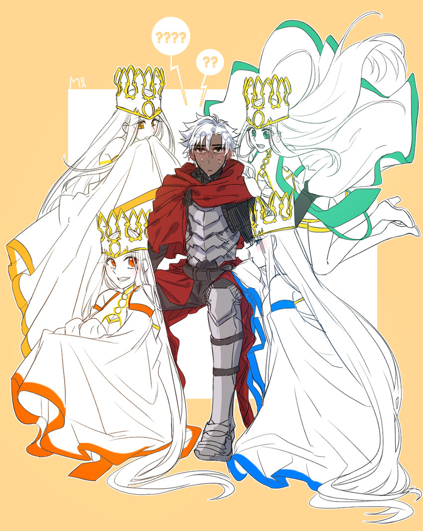 emiya kiritsugu and irisviel von einzbern (fate and 2 more) drawn by mema_(color_rotation)