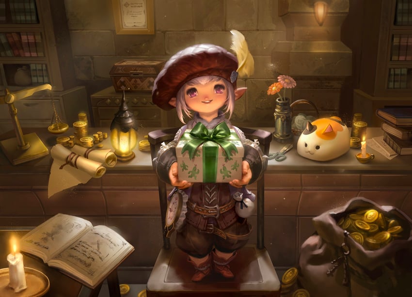 tataru taru and fat cat (final fantasy and 2 more) drawn by livia_prima