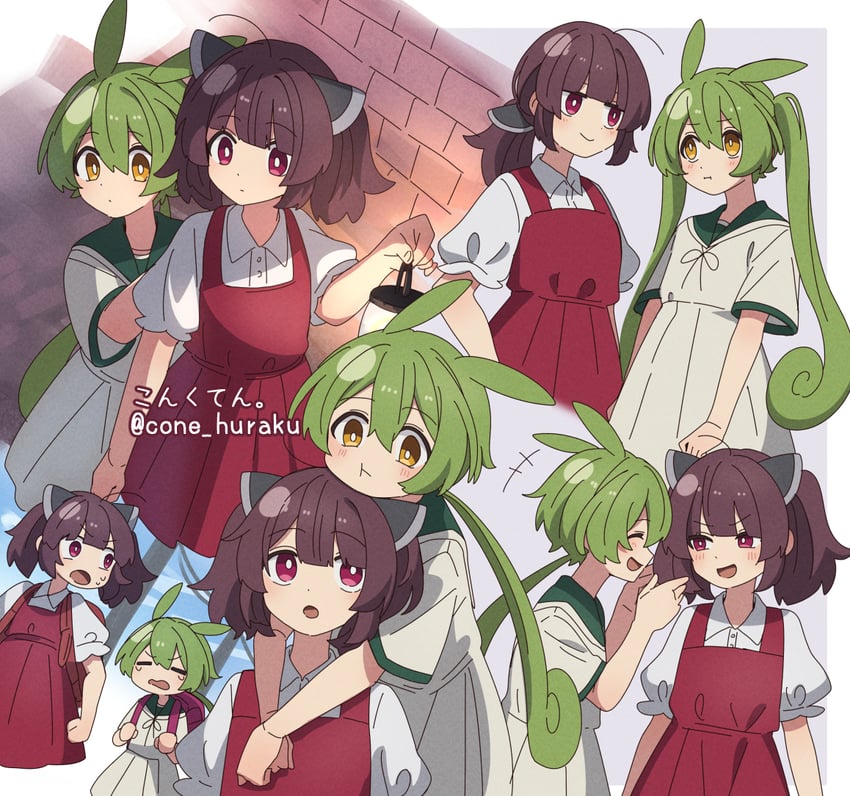 touhoku kiritan and zundamon (voiceroid and 1 more) drawn by corn_kuten