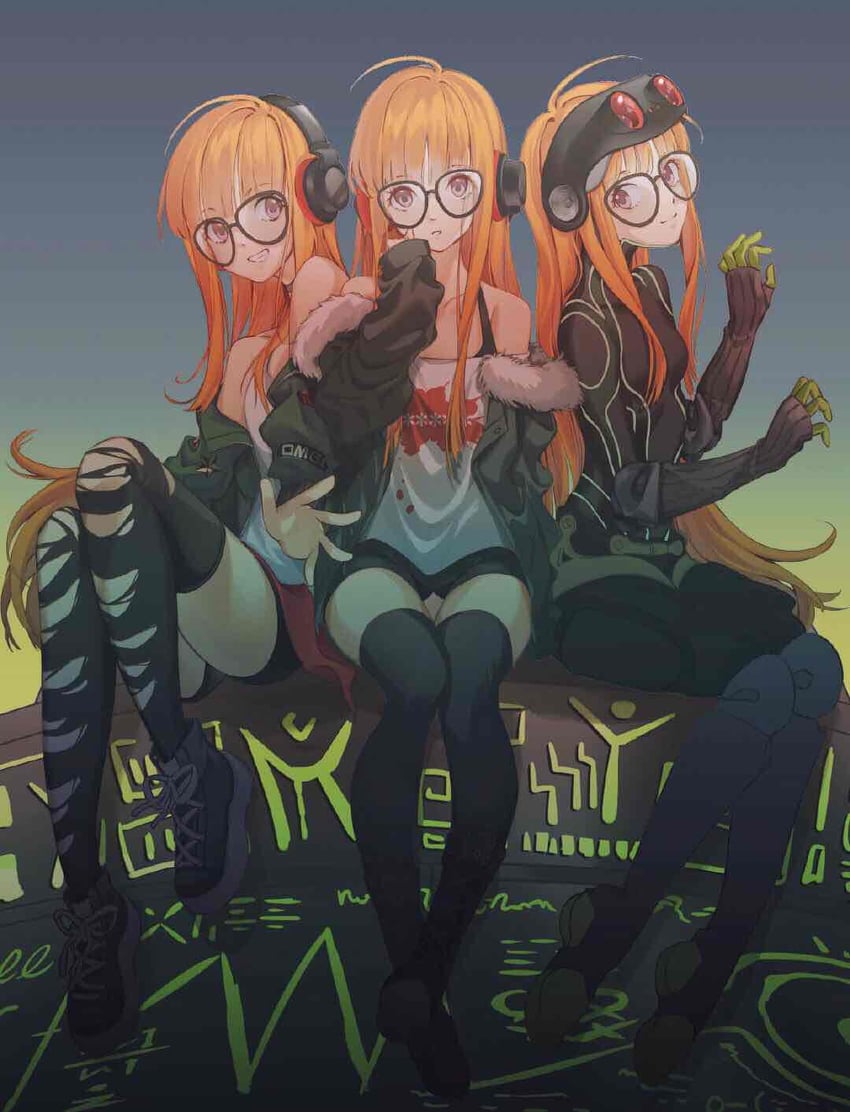 sakura futaba, oracle, and necronomicon (persona and 1 more) drawn by daaichuyin2012