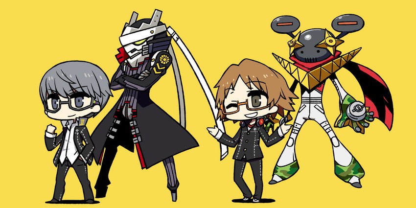 narukami yu, hanamura yousuke, izanagi, and jiraiya (persona and 1 more) drawn by chan_co