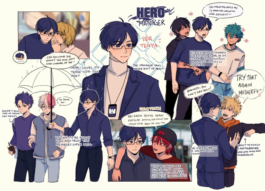midoriya izuku, bakugou katsuki, todoroki shoto, kirishima eijiro, kaminari denki, and 3 more (boku no hero academia) drawn by tomii_(gegofish)